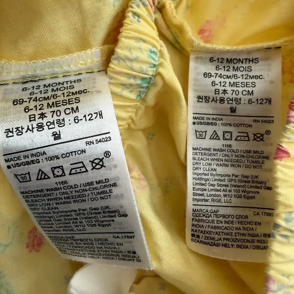 Baby Gap yellow pink ditsy floral print 2 piece tank top bloomer set